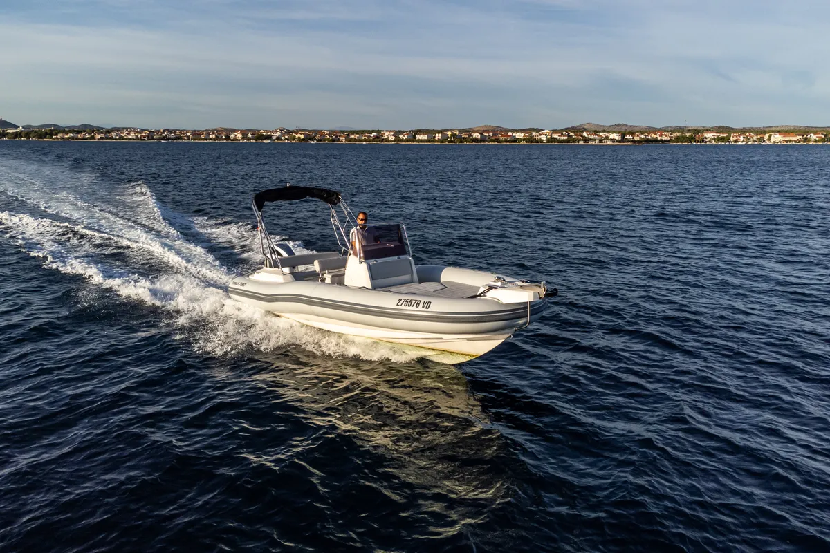 Exterior view of Marlin, a Marlin 790 Dynamic motorboat at Grad Vodice, Croatia