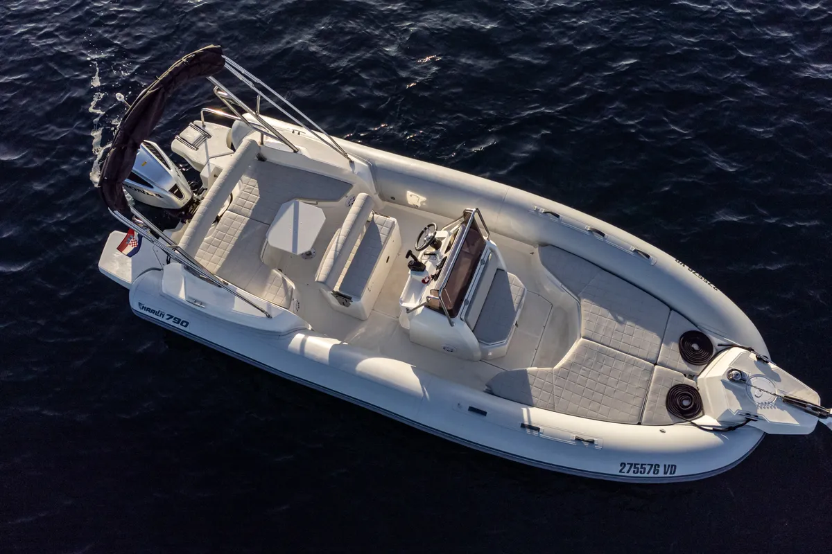 Exterior view of Marlin, a Marlin 790 Dynamic motorboat at Grad Vodice, Croatia