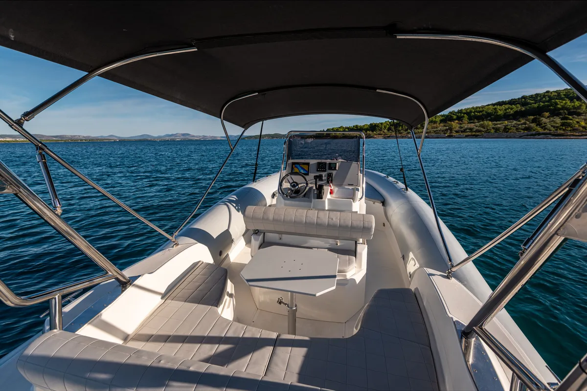 Deck of Marlin, a Marlin 790 Dynamic motorboat at Grad Vodice, Croatia