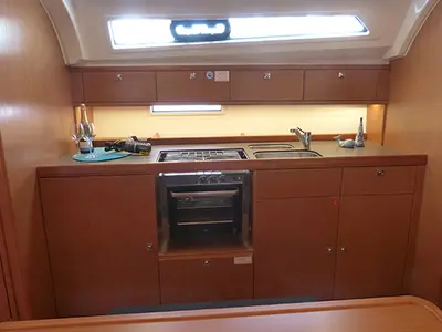 Galley of Nessuna Distrazione, a Bavaria Cruiser 41 sailboat at Procida, Italy