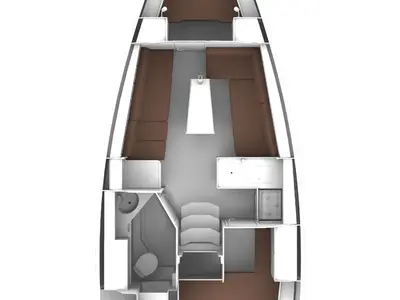 Floor plan of Alkyoni, a Bavaria Cruiser 33 sailboat at Preveza, Greece