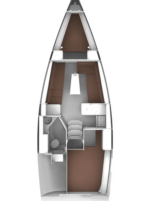 Floor plan of Alkyoni, a Bavaria Cruiser 33 sailboat at Preveza, Greece