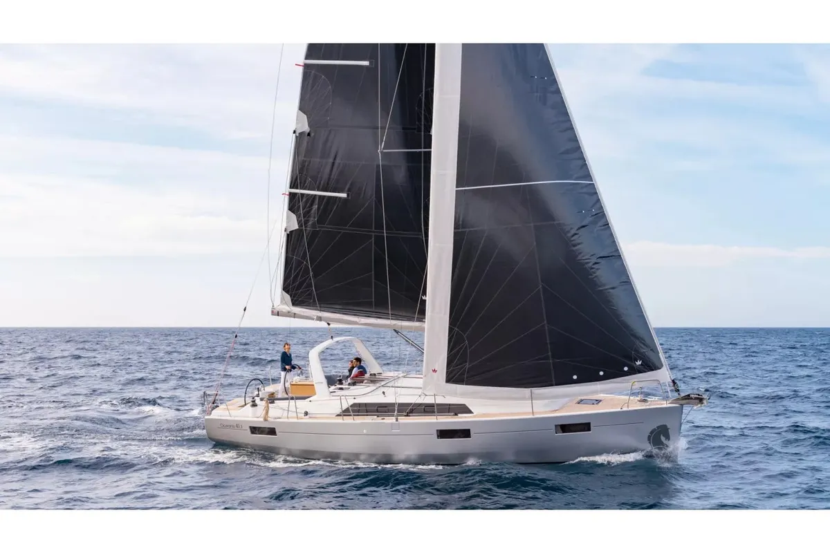 Exterior view of Nafsika, a Beneteau Oceanis 41.1 sailboat at Municipal Unit of Rhodes, Greece