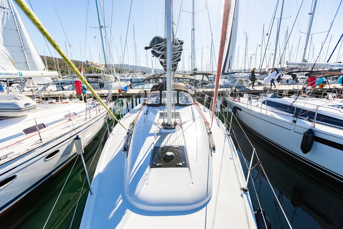 Deck of Carla, a Dehler 38 SQ sailboat at Punat, Croatia