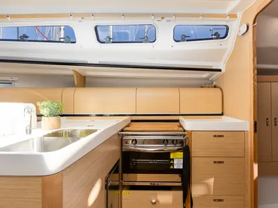 Galley of Carla, a Dehler 38 SQ sailboat at Punat, Croatia