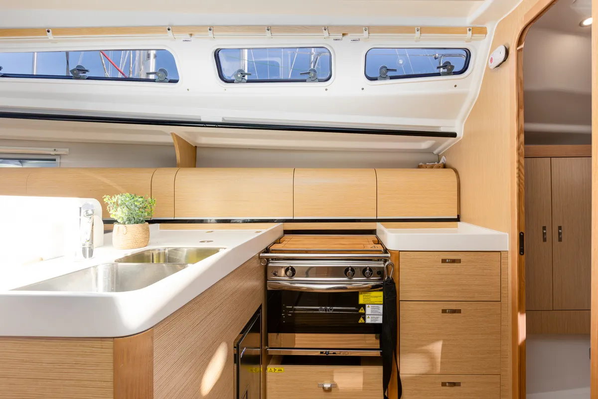 Galley of Carla, a Dehler 38 SQ sailboat at Punat, Croatia