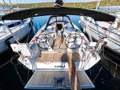 Cockpit of Carla, a Dehler 38 SQ sailboat at Punat, Croatia