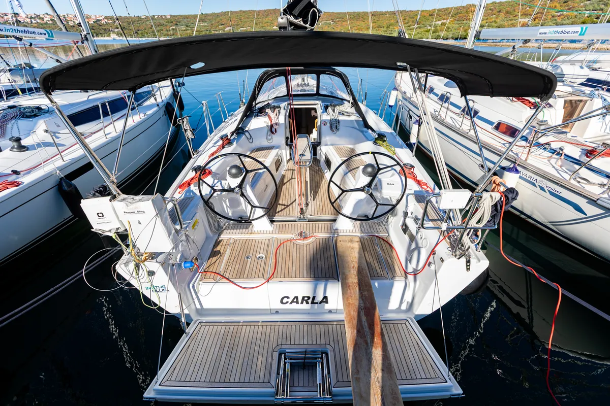 Cockpit of Carla, a Dehler 38 SQ sailboat at Punat, Croatia