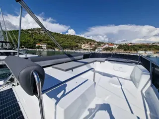 Deck of Excalibur, a Gulet Platinum 40 motorboat at Općina Rogoznica, Croatia