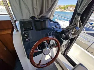 Cockpit of Excalibur, a Gulet Platinum 40 motorboat at Općina Rogoznica, Croatia
