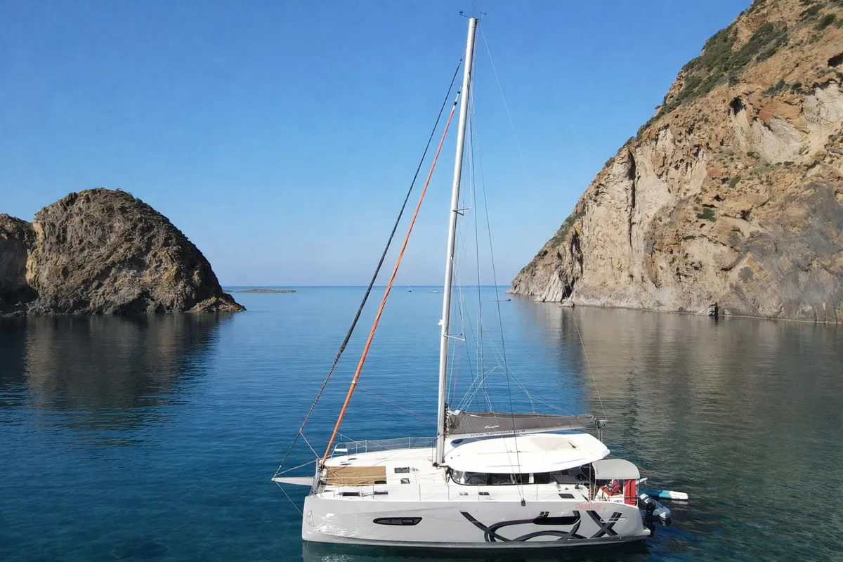 Exterior view of Enjoy, a Excess 14 catamaran at Nettuno, Italy