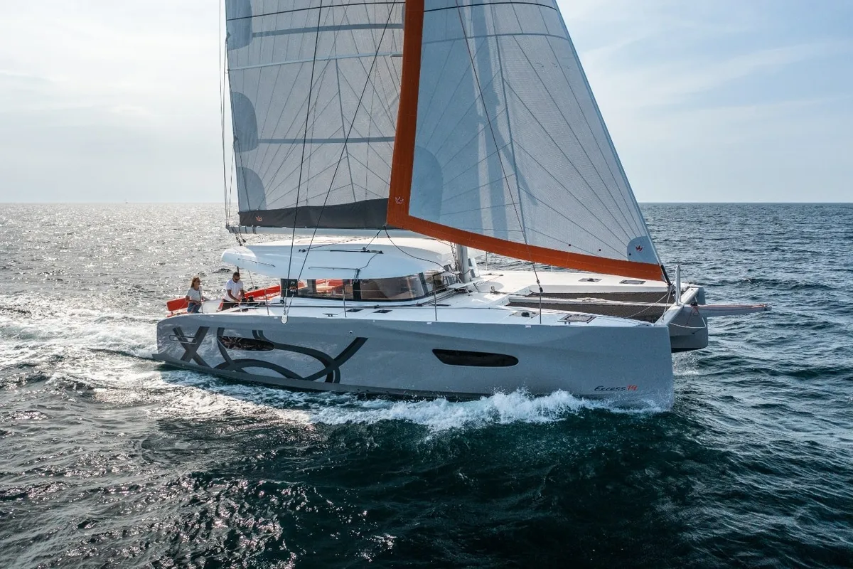 Exterior view of Enjoy, a Excess 14 catamaran at Nettuno, Italy