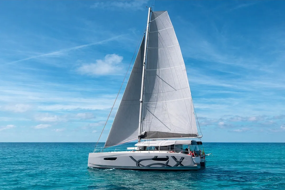Exterior view of Enjoy, a Excess 14 catamaran at Nettuno, Italy