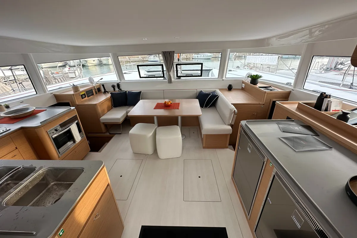 Salon of Enjoy, a Excess 14 catamaran at Nettuno, Italy