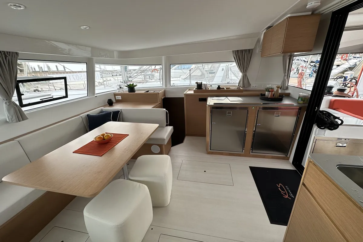 Salon of Enjoy, a Excess 14 catamaran at Nettuno, Italy