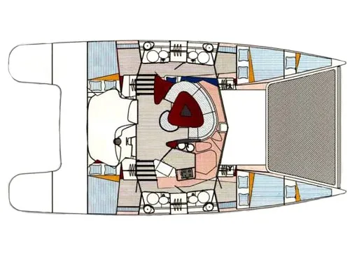 Floor plan of Carlos, a Fountaine Pajot Bahia 46 catamaran at Cienfuegos, Cuba