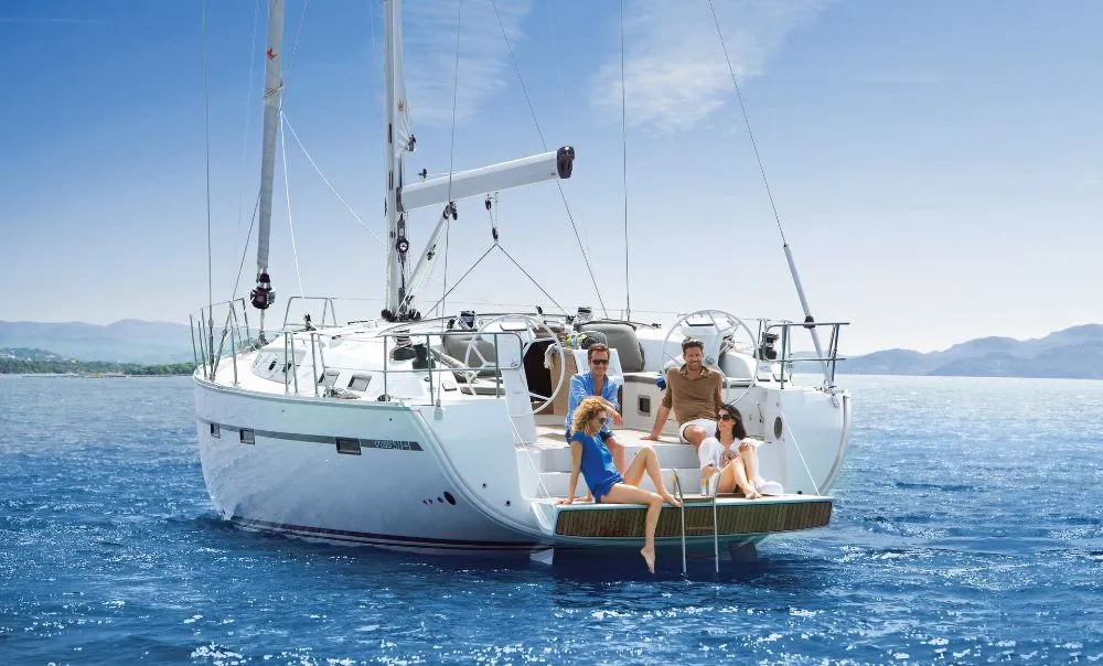 Exterior view of Thalassa, a Bavaria Cruiser 51 sailboat at Athens, Greece