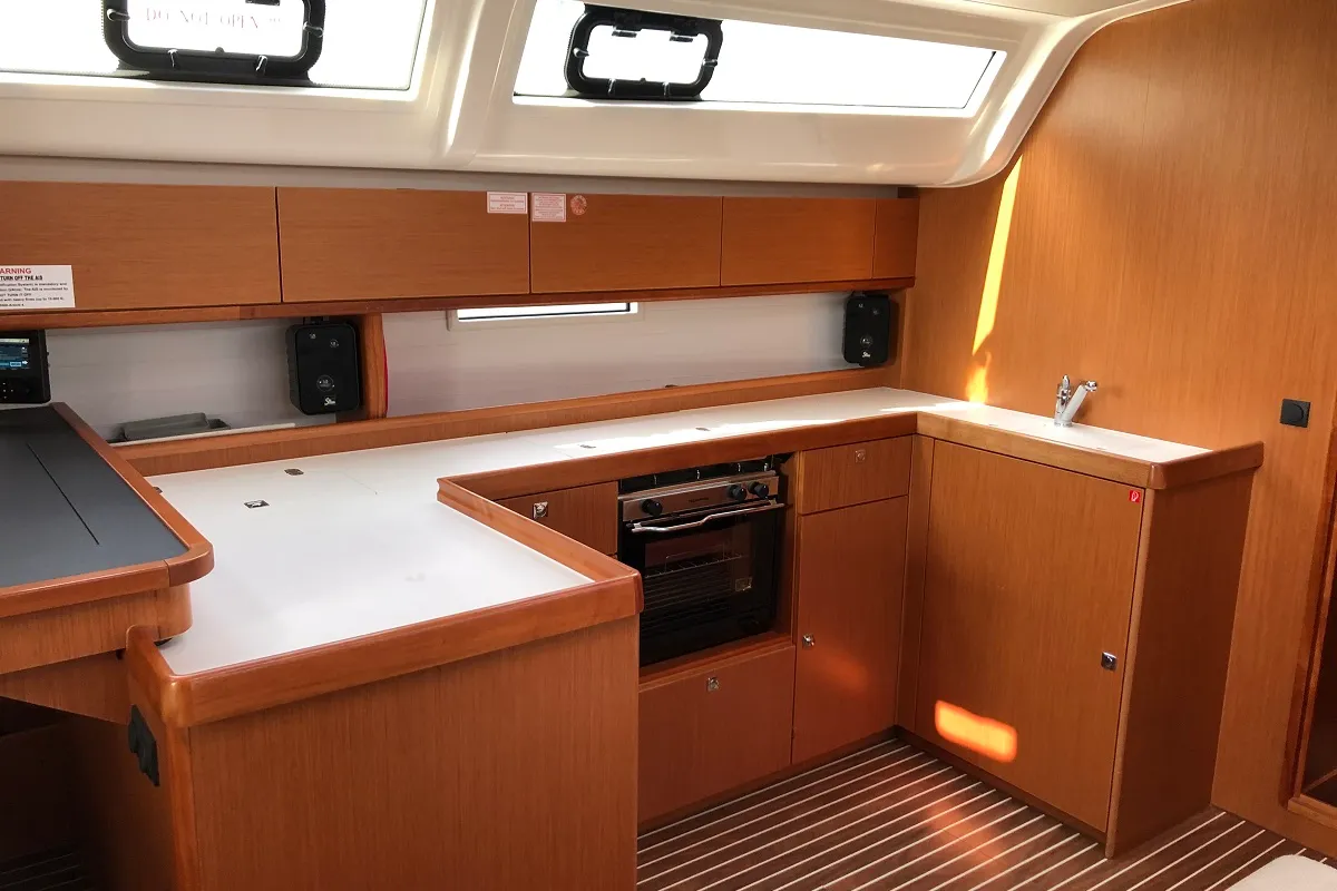 Salon of Thalassa, a Bavaria Cruiser 51 sailboat at Athens, Greece