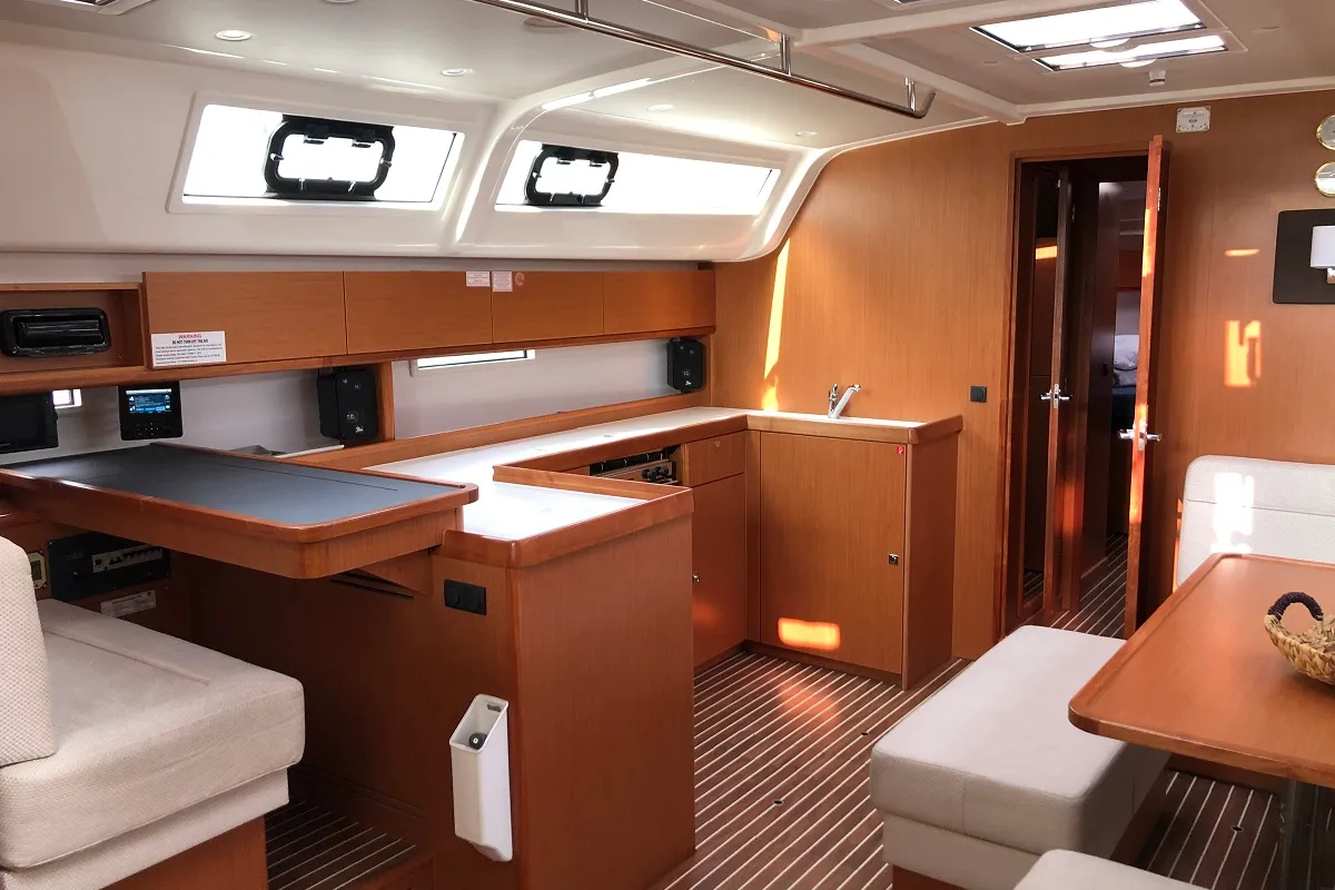 Galley of Thalassa, a Bavaria Cruiser 51 sailboat at Athens, Greece
