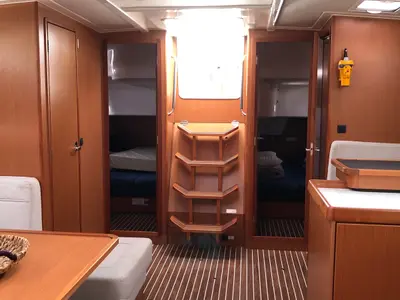 Salon of Thalassa, a Bavaria Cruiser 51 sailboat at Athens, Greece