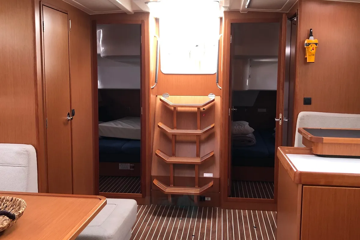 Salon of Thalassa, a Bavaria Cruiser 51 sailboat at Athens, Greece