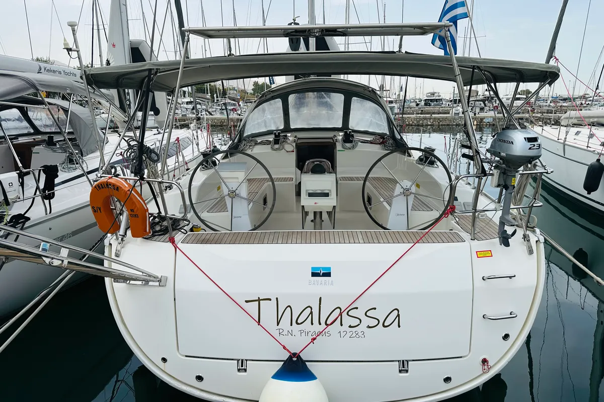 Head on Thalassa, a Bavaria Cruiser 51 sailboat at Athens, Greece