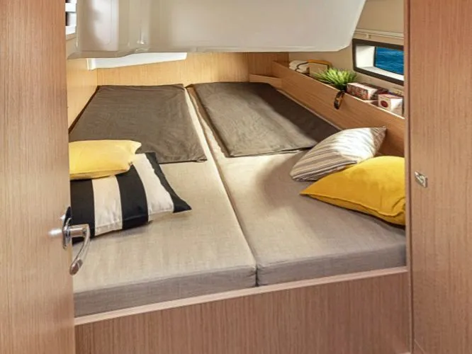 Cabin on Eleven, a Jeanneau Sun Odyssey 50DS sailboat at Marmaris, Turkey