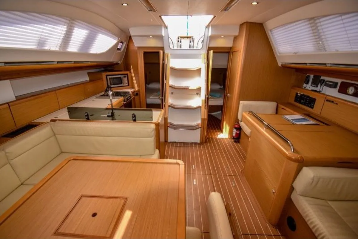Salon of Eleven, a Jeanneau Sun Odyssey 50DS sailboat at Marmaris, Turkey