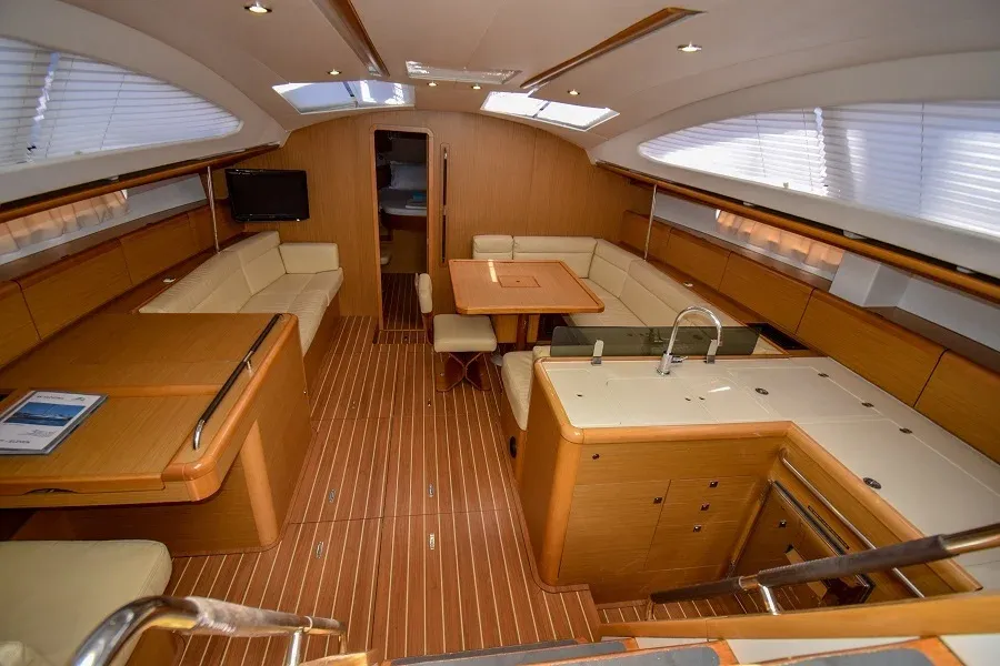 Salon of Eleven, a Jeanneau Sun Odyssey 50DS sailboat at Marmaris, Turkey