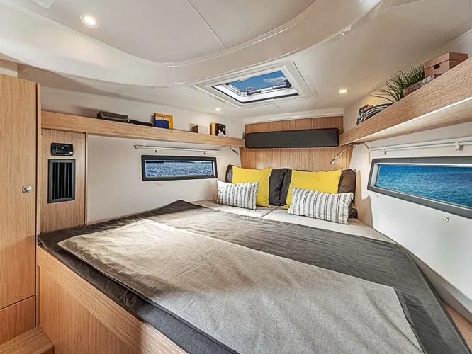 Cabin on Eleven, a Jeanneau Sun Odyssey 50DS sailboat at Marmaris, Turkey