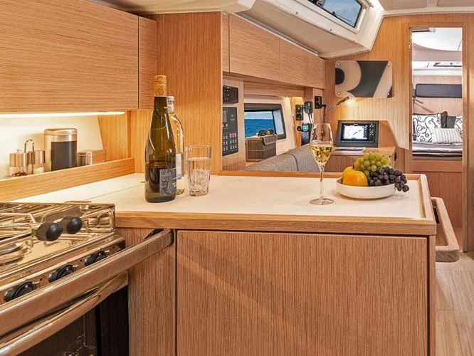 Galley of Eleven, a Jeanneau Sun Odyssey 50DS sailboat at Marmaris, Turkey