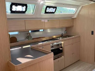 Galley of Mala, a Bavaria Cruiser 46 sailboat at Fethiye, Turkey