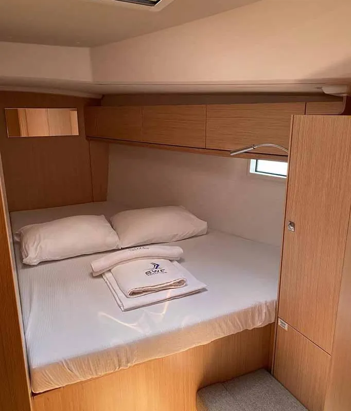 Cabin on Mala, a Bavaria Cruiser 46 sailboat at Fethiye, Turkey