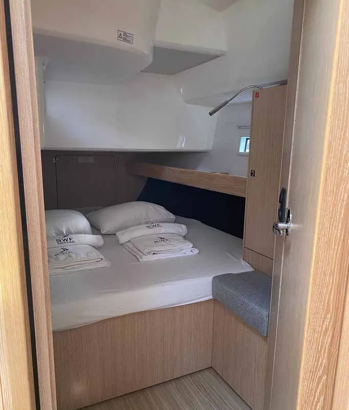 Cabin on Mala, a Bavaria Cruiser 46 sailboat at Fethiye, Turkey