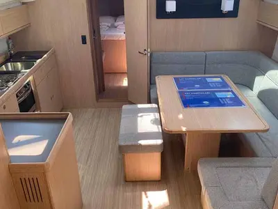 Salon of Mala, a Bavaria Cruiser 46 sailboat at Fethiye, Turkey