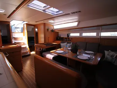 Salon of King of hearts - (A/C - Generator - Refit 2022), a Jeanneau Sun Odyssey 509 sailboat at Athens, Greece