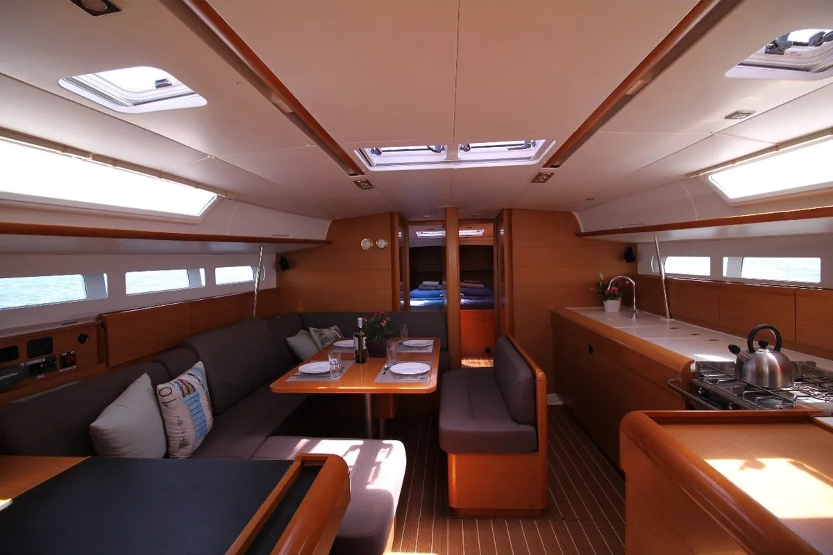 Salon of King of hearts - (A/C - Generator - Refit 2022), a Jeanneau Sun Odyssey 509 sailboat at Athens, Greece