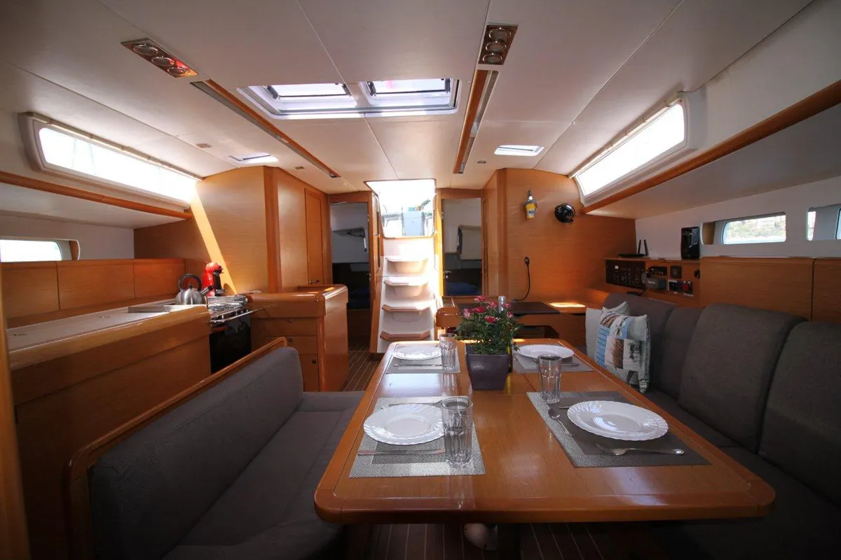 Salon of King of hearts - (A/C - Generator - Refit 2022), a Jeanneau Sun Odyssey 509 sailboat at Athens, Greece