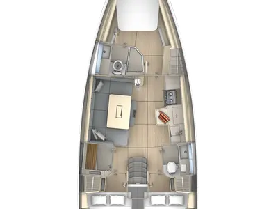 Floor plan of Galafé, a Dufour 41 sailboat at Hyères, France