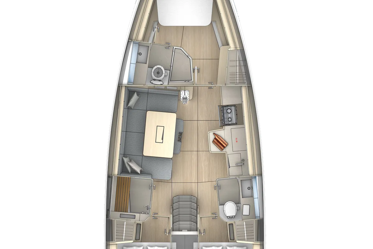 Floor plan of Galafé, a Dufour 41 sailboat at Hyères, France