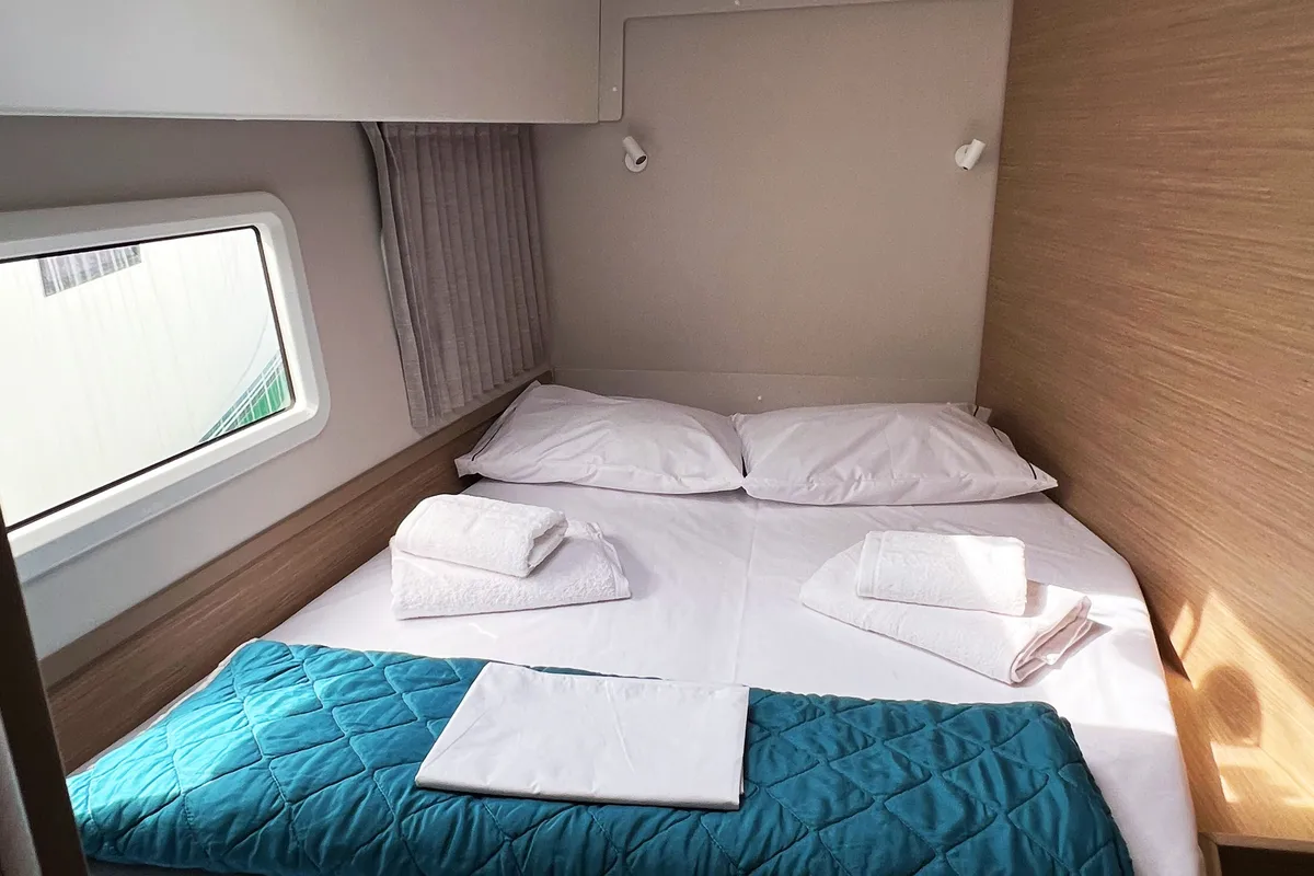Cabin on Amaryllis, a Lagoon 42 catamaran at Athens, Greece