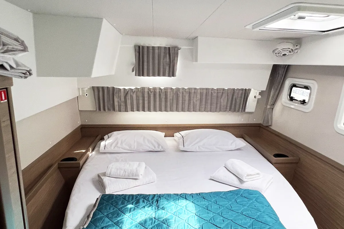 Cabin on Amaryllis, a Lagoon 42 catamaran at Athens, Greece
