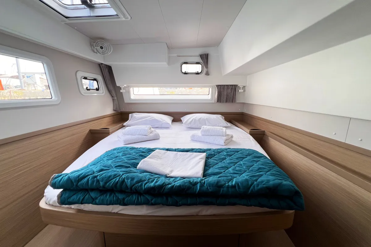 Cabin on Amaryllis, a Lagoon 42 catamaran at Athens, Greece