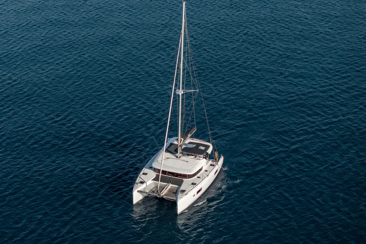 Exterior view of Amaryllis, a Lagoon 42 catamaran at Athens, Greece
