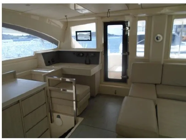 Cockpit of Seas The Day, a Leopard 48 catamaran at Murdeira, Cape Verde