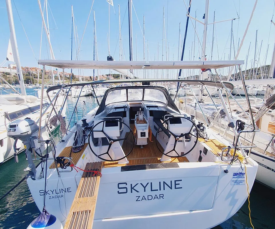 Exterior view of Skyline, a Hanse 505 sailboat at Punat, Croatia