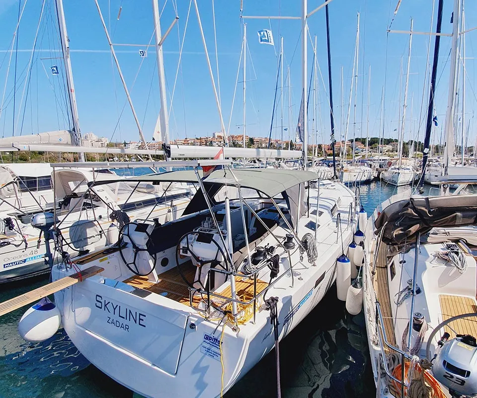 Exterior view of Skyline, a Hanse 505 sailboat at Punat, Croatia