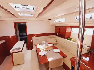 Salon of Skyline, a Hanse 505 sailboat at Punat, Croatia