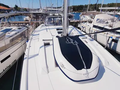 Deck of Skyline, a Hanse 505 sailboat at Punat, Croatia