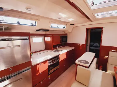 Galley of Skyline, a Hanse 505 sailboat at Punat, Croatia